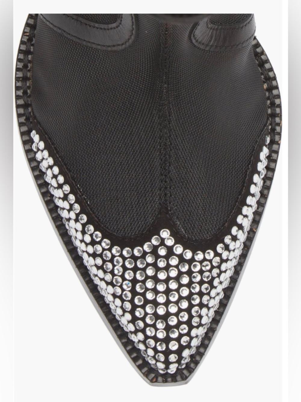 Karl Lagerfeld Lakota Rhinestone Black Mesh Western  Cowboy Boot Studded Toe - Picture 12 of 13